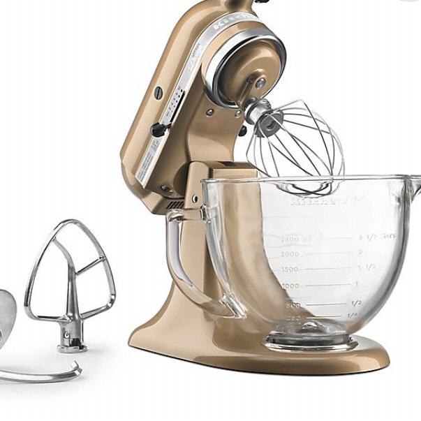 KitchenAid® 5 qt. Artisan® Design Series Stand Mixer with Glass Bowl in Champagne