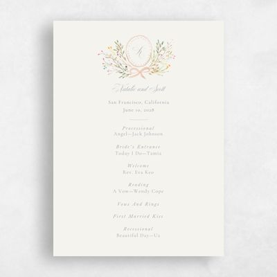 Light Oatmeal, Beige Wedding Program - Pesco