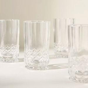 Clear Savannah Glass Tumblers, Set of 4
