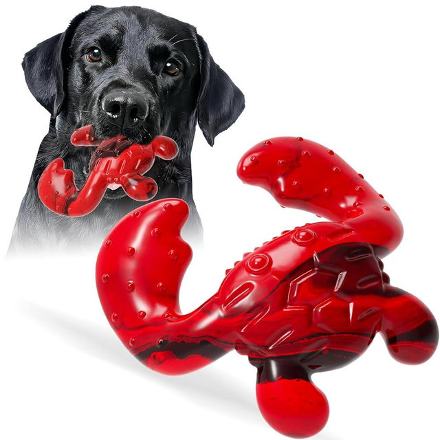 Ouilter Dog Toys for Aggressive Chewers, Dog Toys for Medium Large Dogs, Tough Nylon Dog Chew Toys with Bacon Flavor, Chew Toys for Aggressive Chewers,Red