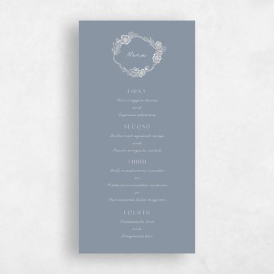 Blue Wedding Menu - Ariadne