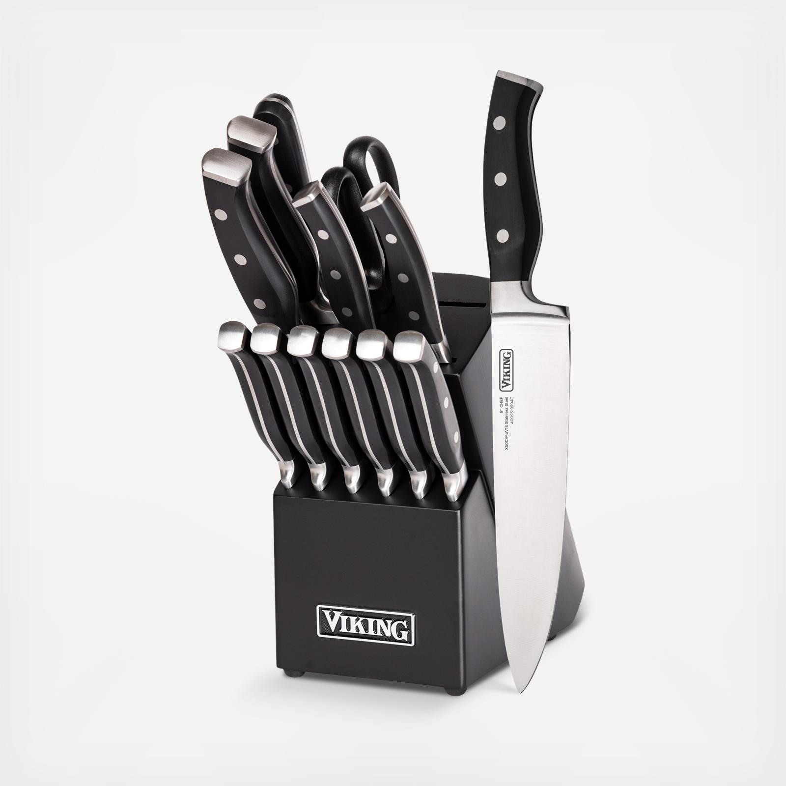 Viking, 14-Piece German Steel Cutlery Block Set | Zola
