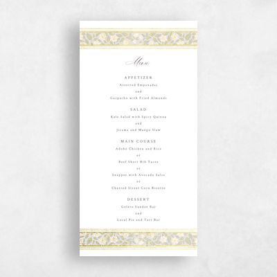 White Wedding Menu - Eudora Foil