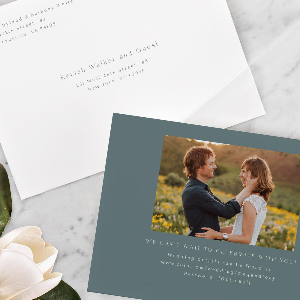 Avinyo Landscape | Blue Spruce | Zola Wedding Invitations