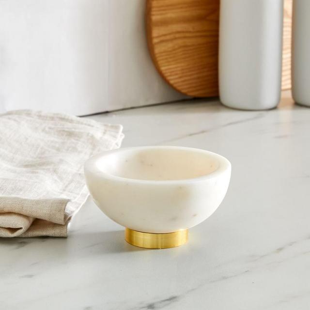 Marble Kitchen Serveware, Dip Bowl, White, Marble Brass, Individual