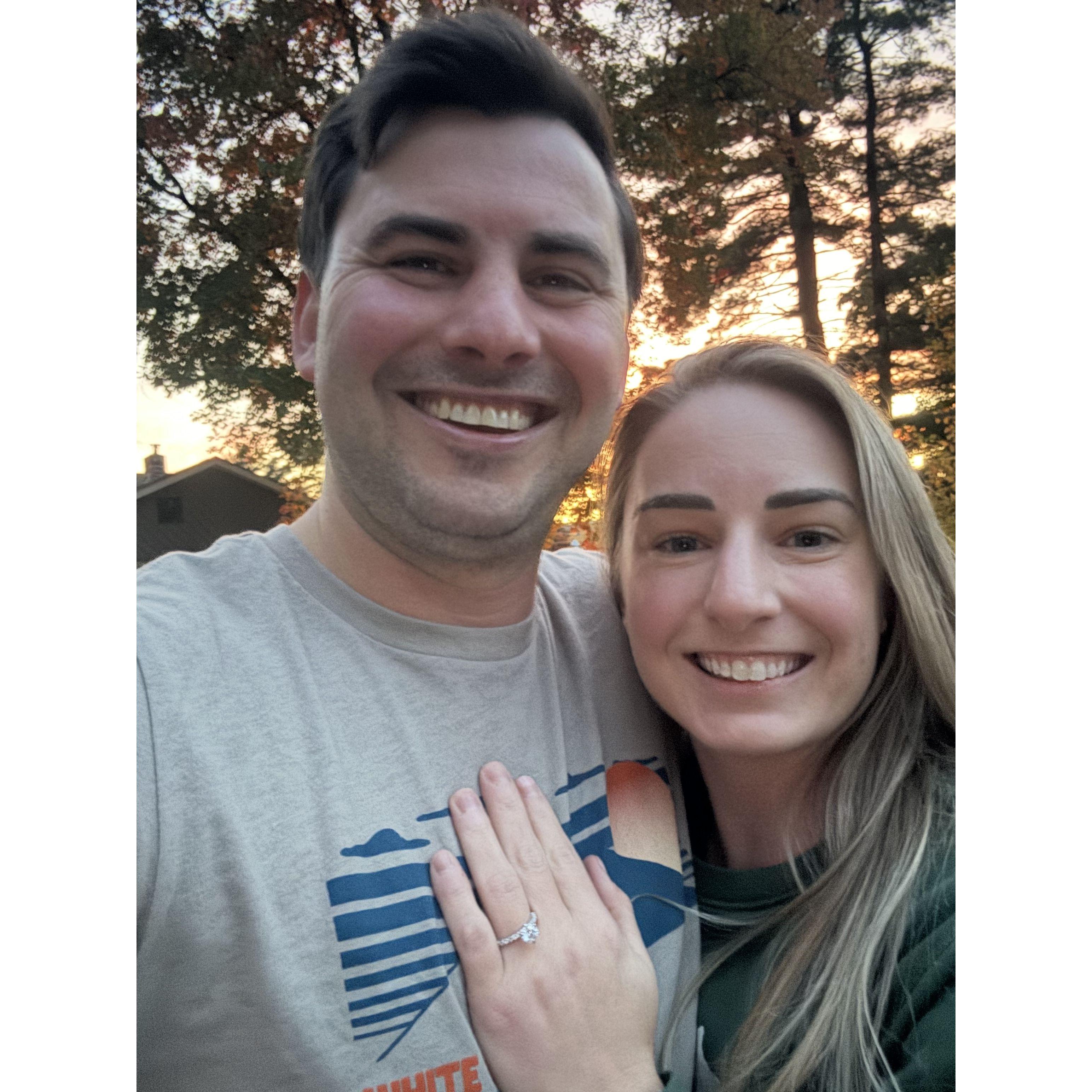 We had an intimate engagement around our firepit at home!