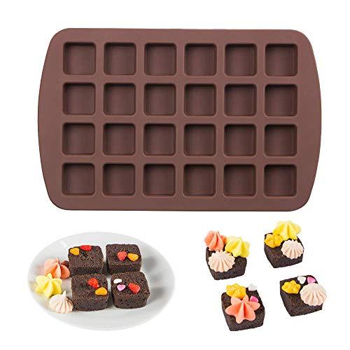 Webake Mini Brownie Pan Square Silicone Baking Mold for Keto Fat Bomb, Chocolate, Peanut Butter, Blondie