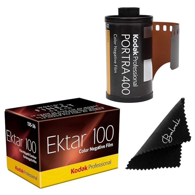 Kodak Portra 400 & Ektar 100 35mm Film Bundle 2 Pack 36exp for 35mm Film Camera Bundled with Premium Balveli Microfiber Cloth