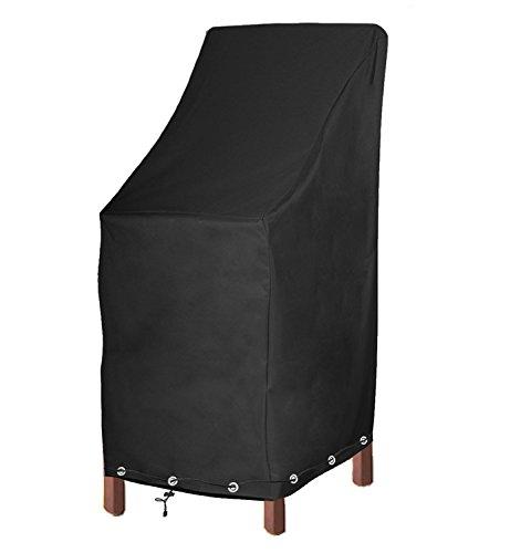 Patio Chair Covers Waterproof Durable Outdoor Bar Stool Cover Premium Stairs Cover Stackable Chairs Cover Black Thick Oxford Cloth (L27.5 x D27.5 x H49.2 inch, 1 Pack with Lock Hole)