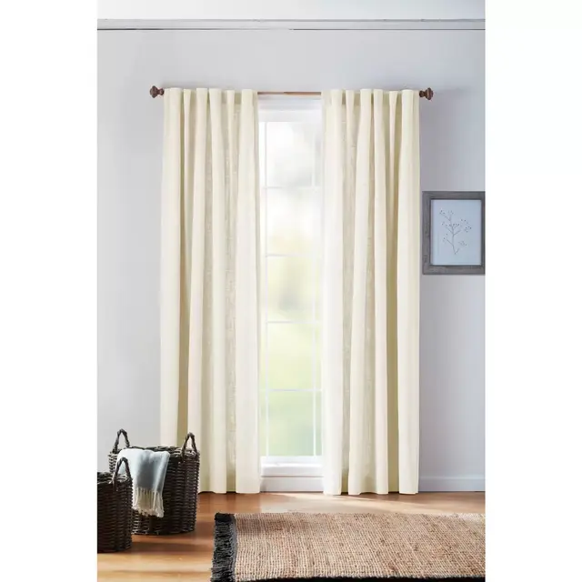 Bee & Willow™ Textured Herringbone 84-Inch Rod Pocket Curtain Panel in Cream (Single)