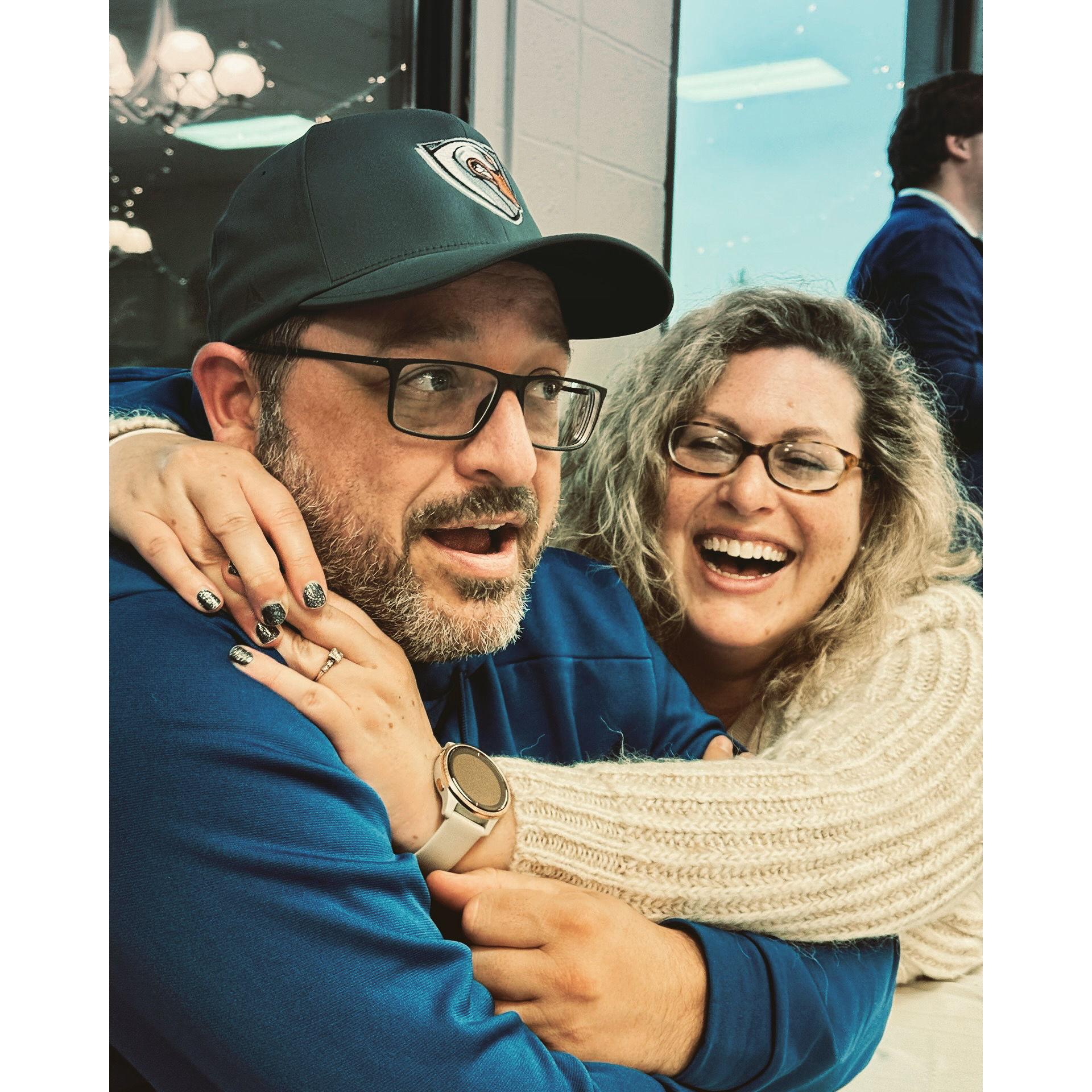 Adam loves affection, especially in public places!