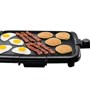 OVENTE Electric Griddle with 16 x 10 Inch Flat Non-Stick Cooking Surface, Removable and Adjustable Temperature Control, Indoor Grill for Instant Breakfast, Pancakes, Eggs or Burgers, Black GD1610B