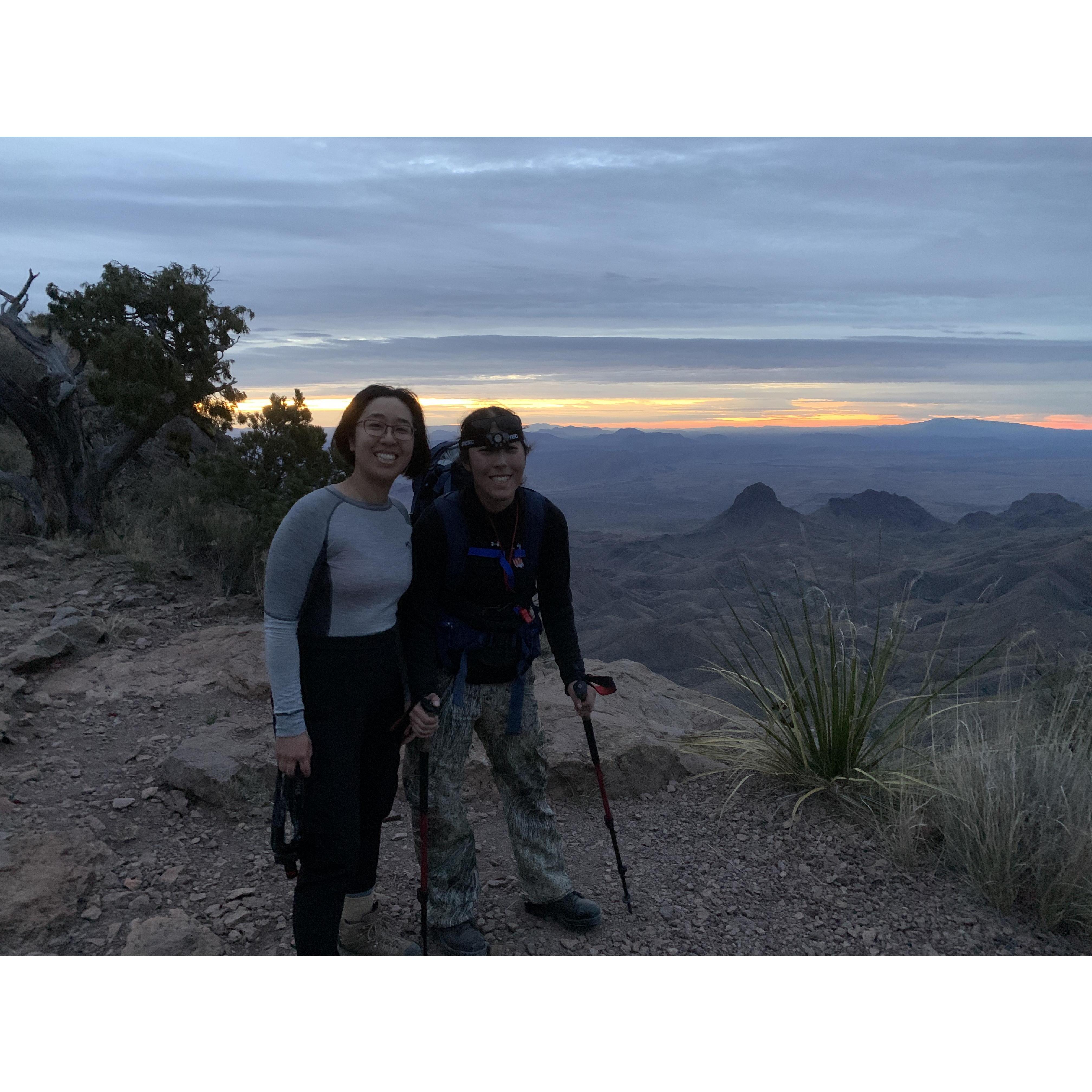 With hiking buddy Rachelle!  We were the slowest, but we made it to South Rim by sunrise!