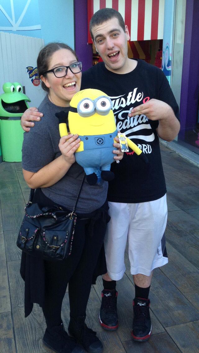 Mary’s first time to Universal Studios. Paul won her a minion