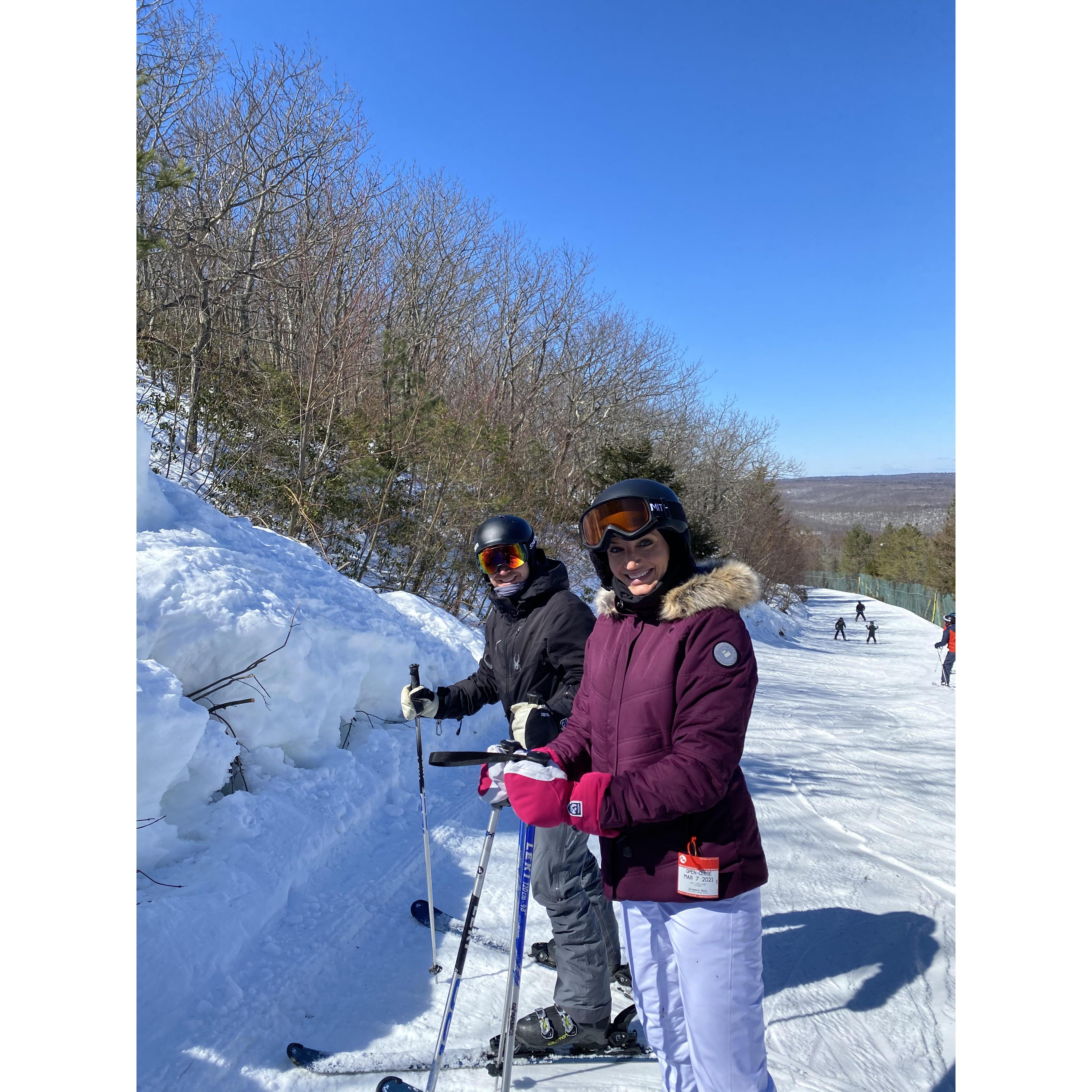 Michelle's first foray back into skiing and she beat me down the hill after a couple hours.