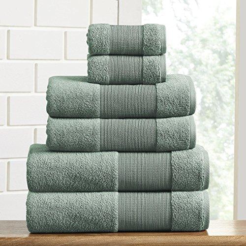 Amrapur Overseas Air Cloud 100-Percent Combed Cotton Towel Set, 6-Piece, Eucalyptus