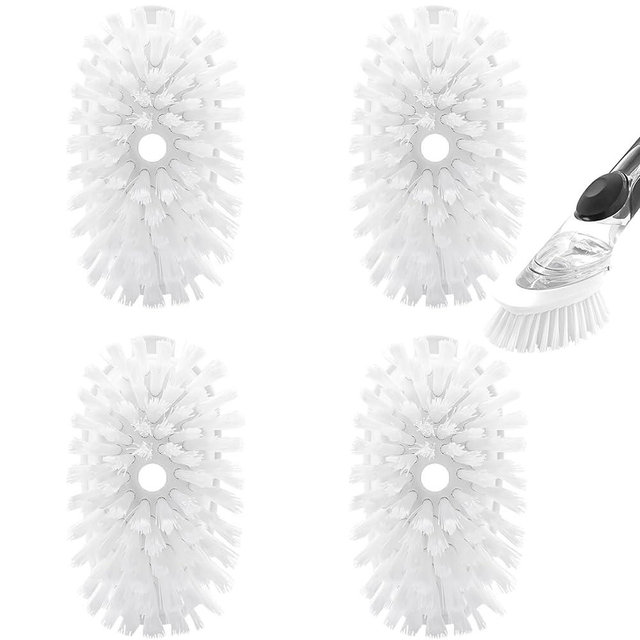 Brush Refills for RIMAY Dish Brush - 4 Pack Dish Brush Cleaning Soap Dispensing Head Replacement for Scrubber (White)