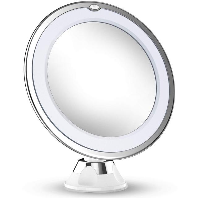 Updated 2019 Version 10X Magnifying Makeup Vanity Mirror With Lights, LED Lighted Portable Hand Cosmetic Magnification Light up Mirrors for Home Tabletop Bathroom Shower Travel