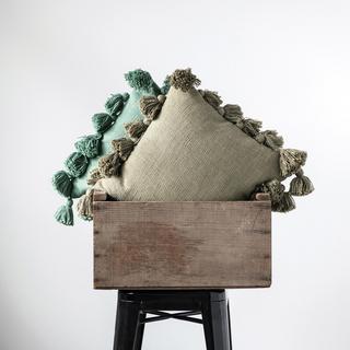 Square Throw Pillow with Tassels