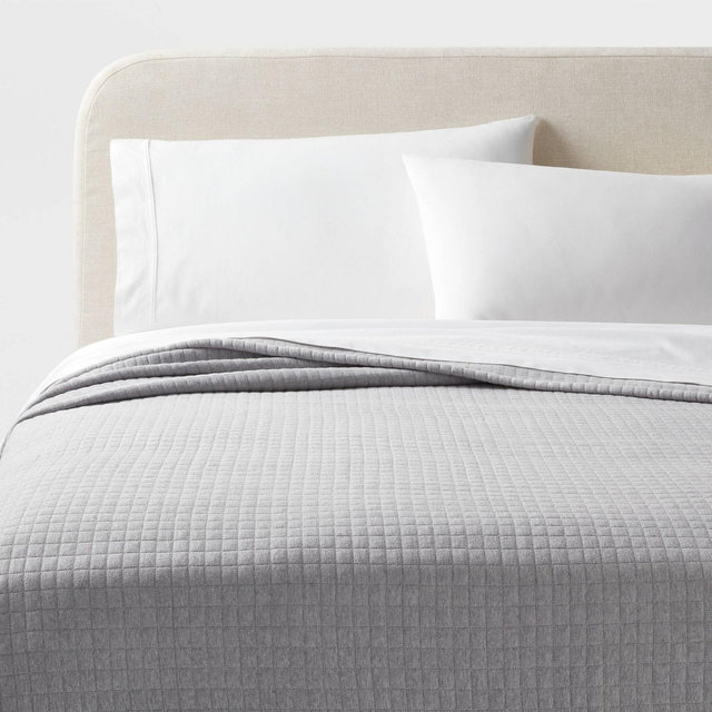 Full/Queen Modern Jersey Quilt Heather Gray - Threshold™