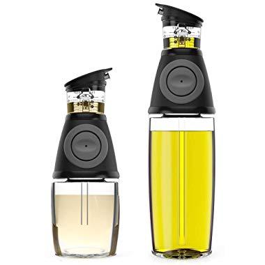 Olive Oil Dispenser Bottle Set - 2 Pack Oil Vinegar Cruet with Drip-Free Spouts | Includes 17oz [500ml] and 9oz [250ml] Sized Bottles