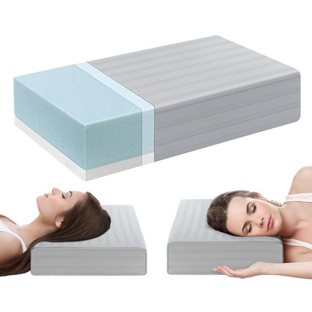 Lopsch Cooling Cube Pillow for Neck Pain Relief, Bed Pillow for Neck &Shoulder Support, Ergonomic Memory Foam Pillow, Adjustable Insert Cervical Pillows for Side Sleeper, Cooling Pillow, Gray