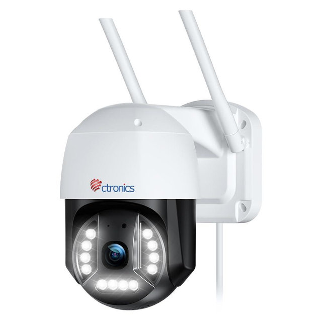 Ctronics 4K 8MP Security Camera Outdoor, 2.4/5Ghz WiFi Surveillance IP Camera Outdoor with Smart Human/Vehicle Detection, Auto Tracking, 65ft Color Night Vision, Two Way Audio,Plug in,IP66