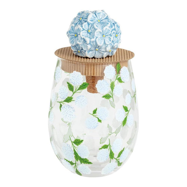 Mud Pie Hydrangea Stemless Glass Set