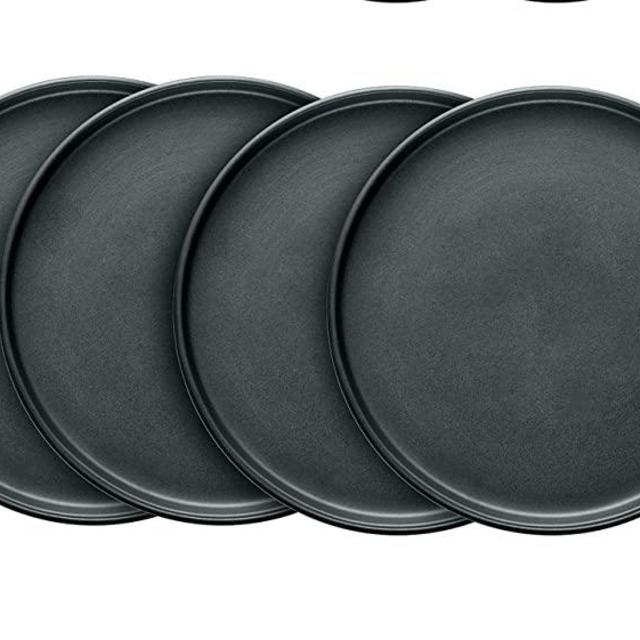Stone Lain Coupe Dinnerware Set, 4 Dinner Plates, Gray Matte