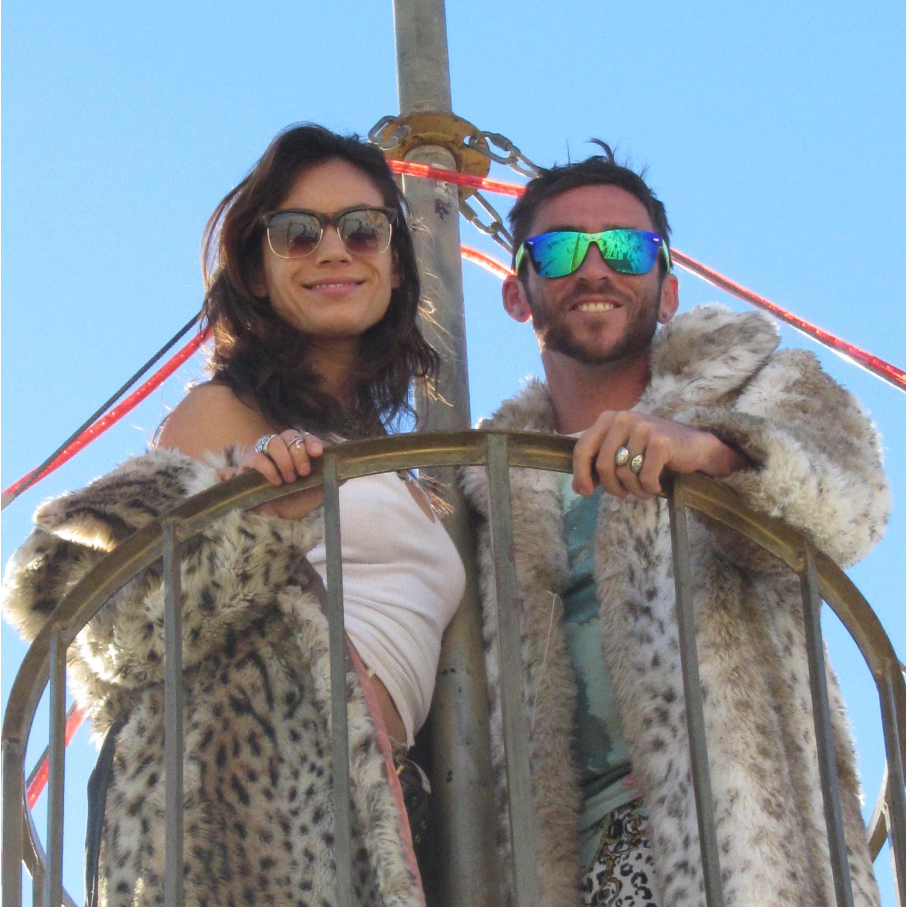 Top of garage mahal art car at burning man in 2014