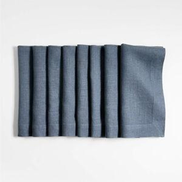 Marin Slate Blue EUROPEAN FLAX ™-Certified Linen Napkins, Set of 8