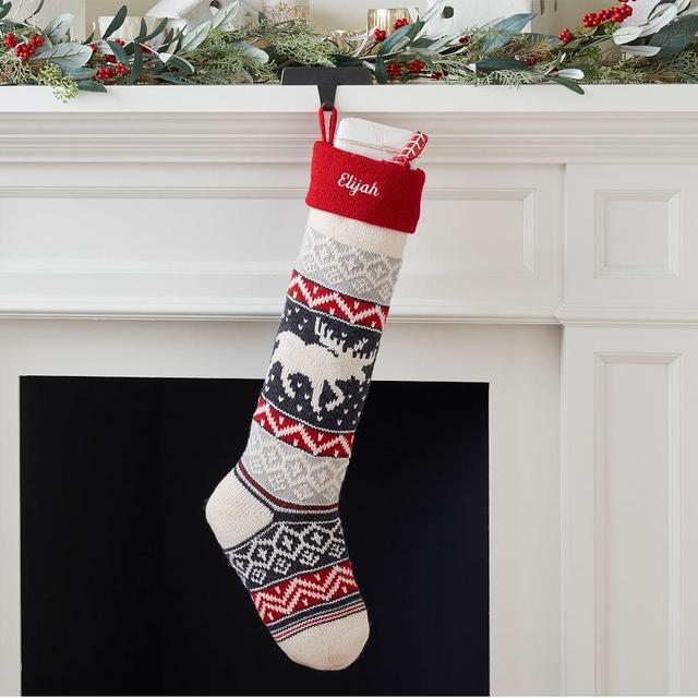 Moose Faire Isle Stocking, Medium
