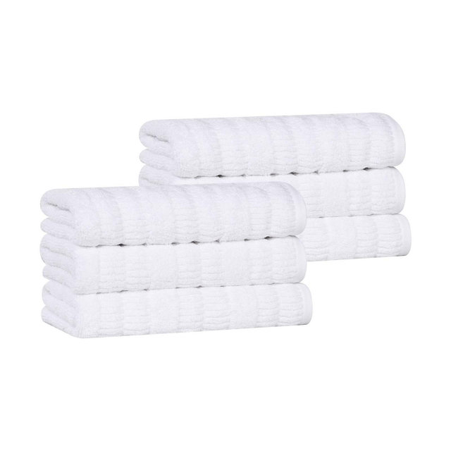 Smart Twist Viscose Cotton Blend Medium Weight Solid Hand Towels, Set of 6, White - Blue Nile Mills