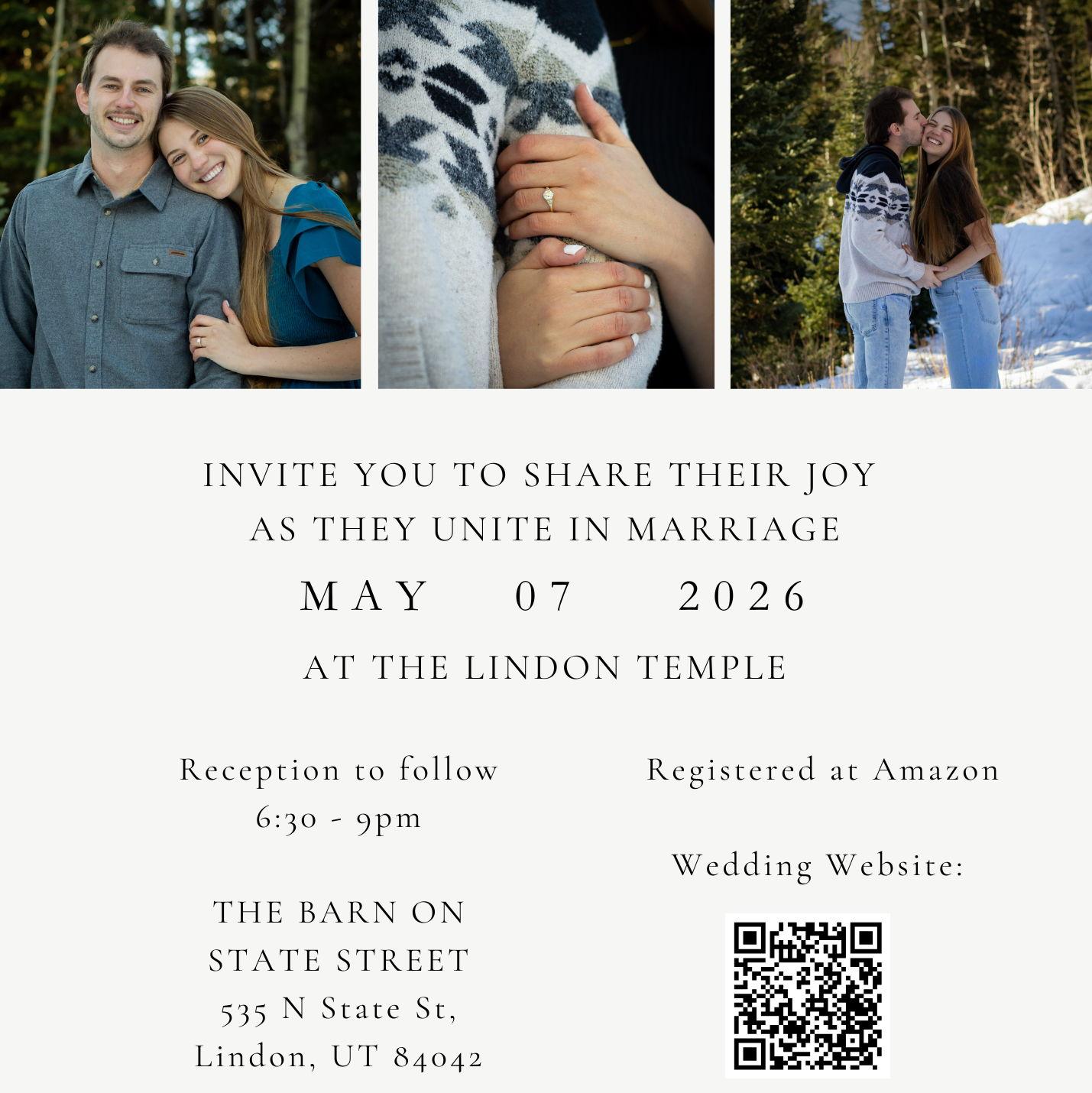 Back of Wedding Announcement
(apologies that it cuts off the top of the announcement, but this is all the info you'll need!)