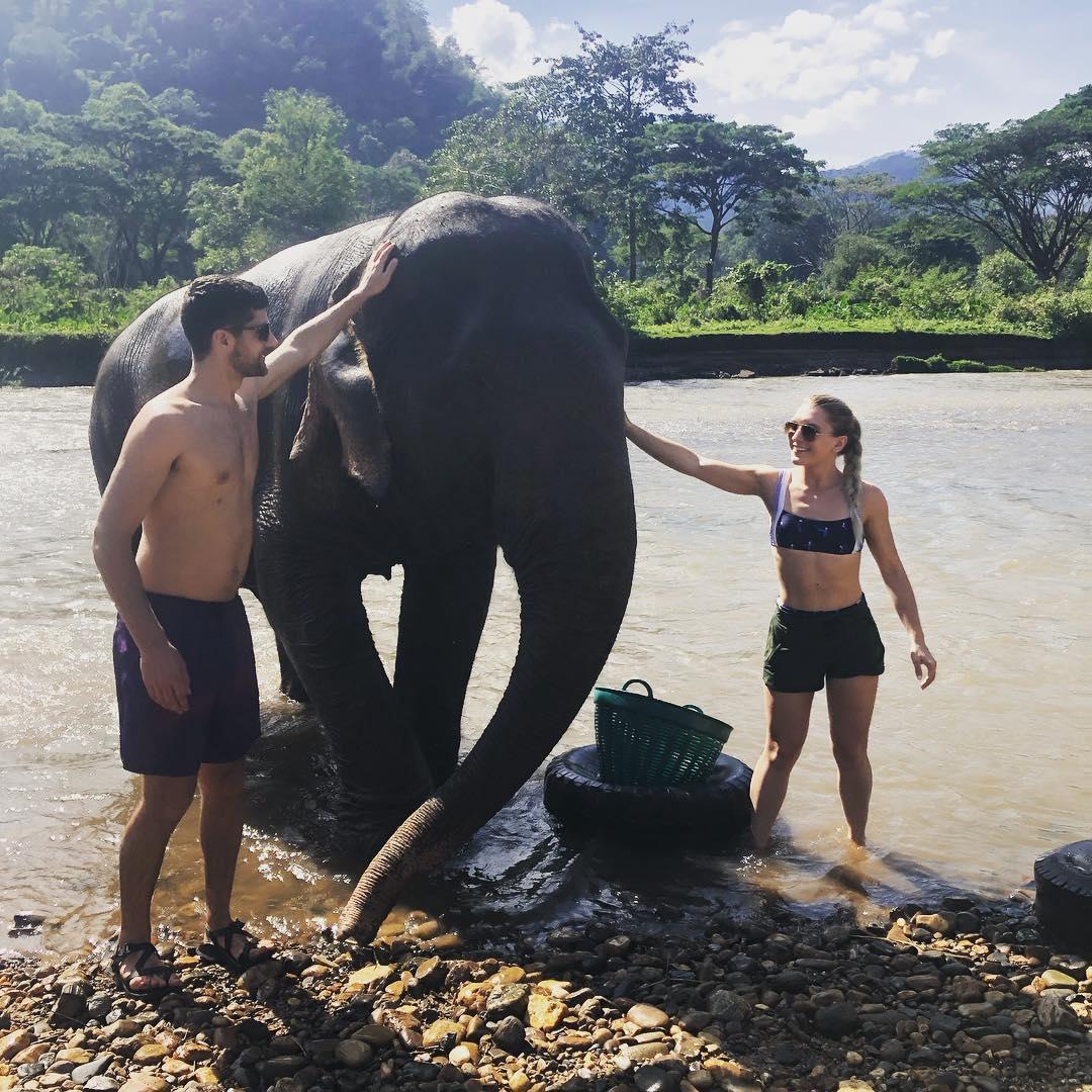 One of our favorite adventures - washing elephants at a sanctuary in Thailand.