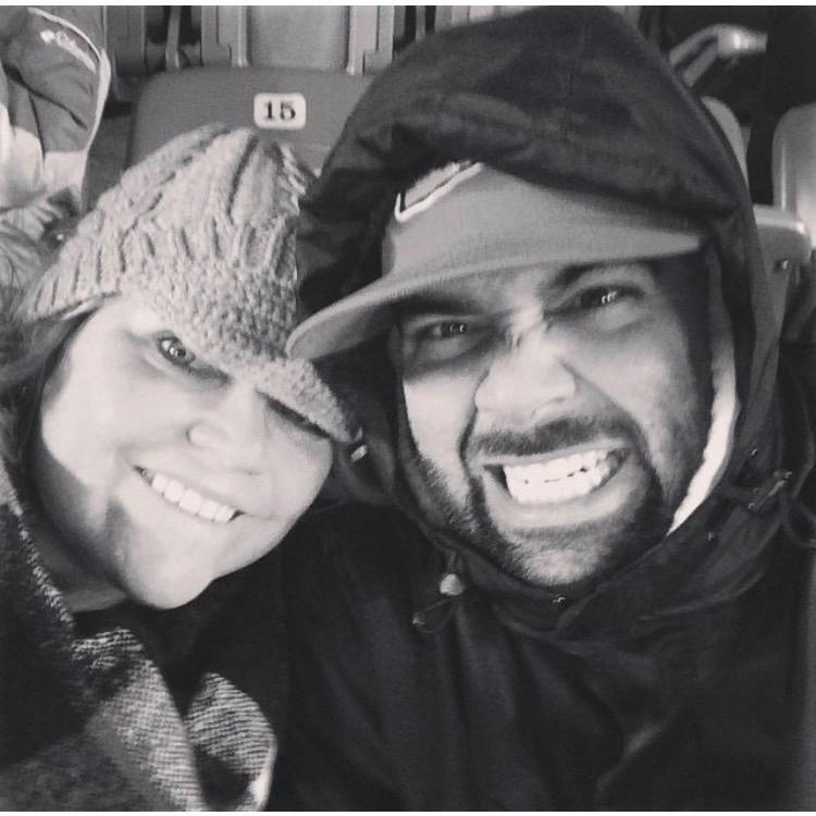 Bailey's first Chief's game.... they siad it would be warm in Kansas...