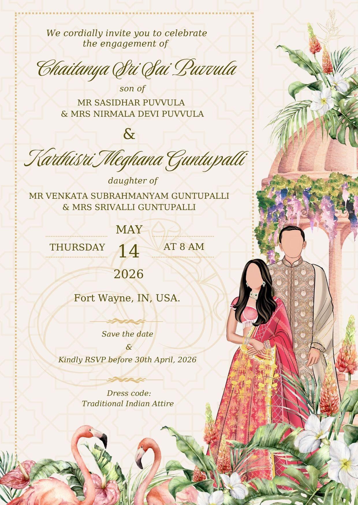 The Wedding Website of Chaitanya Sri Sai Puvvula and Karthisri Meghana Guntupalli