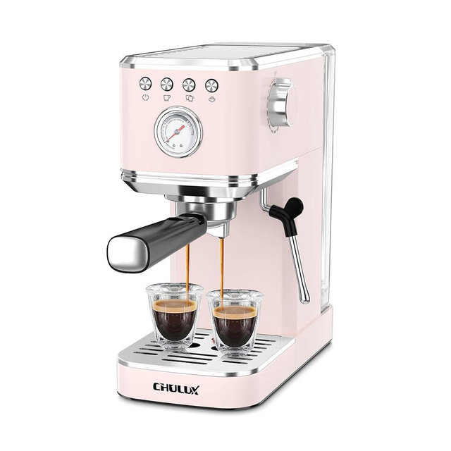 CHULUX Slim Espresso Machine with Milk Frother Steam Wand, 20 Bar Professional Italian Pump Espresso Coffee Machine for Home Cappuccino & Latte Maker, Pink