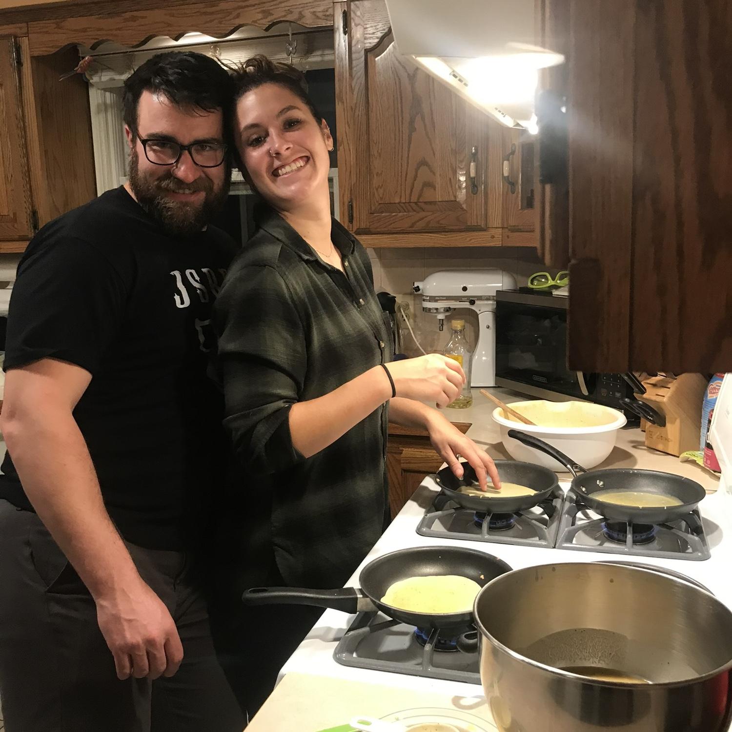 Scott's first Giggenbach manicotti party-- he fit right in with the chaos.
