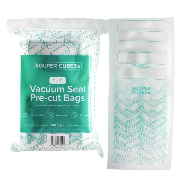 Souper Cubes 6” x 10” Pint Vacuum Sealer Bags for Food, 100-Count BPA-Free Precut Food Vacuum Sealer Bags for Meal Prep, Freezing & Sous Vide