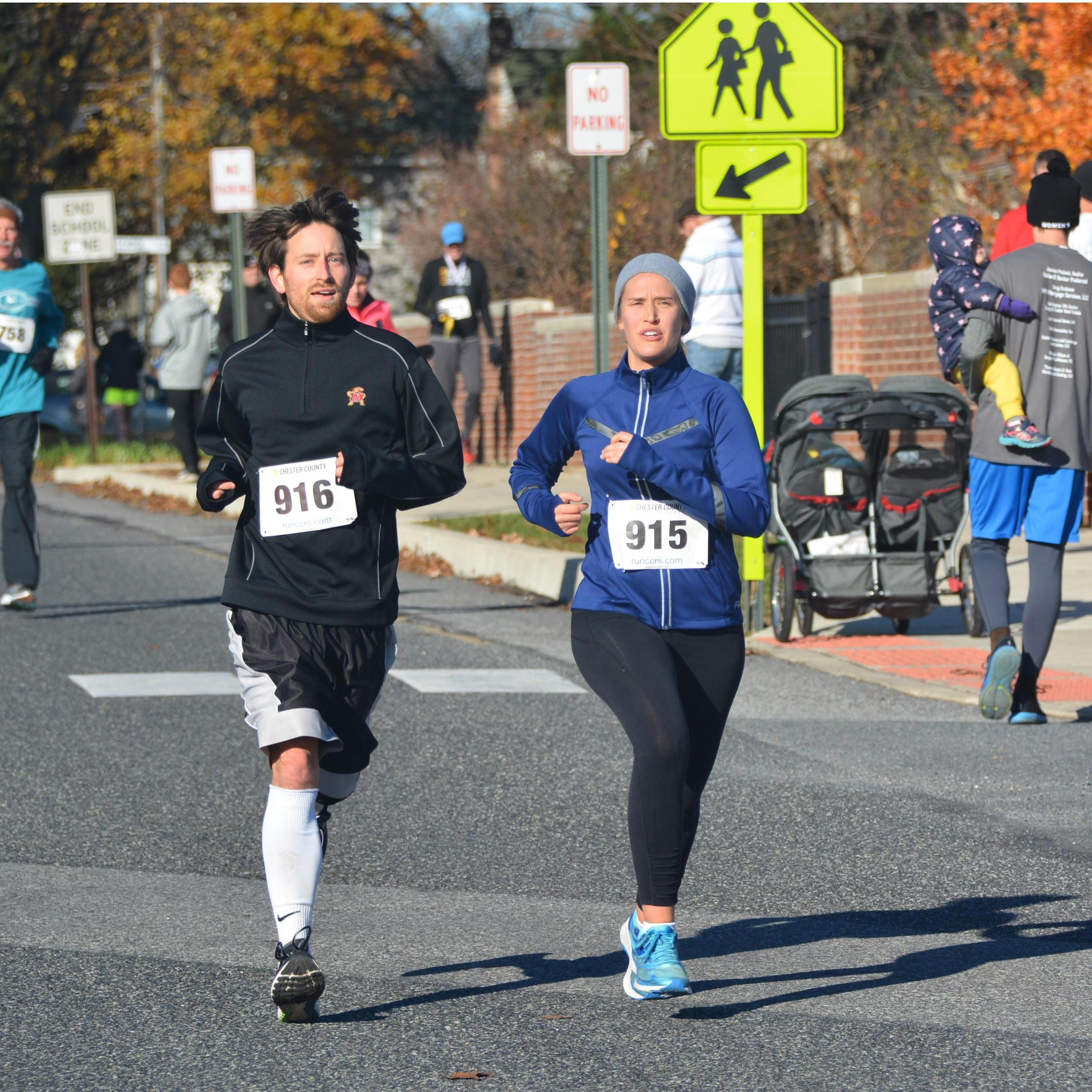 Running the Turkey Trot 5K in Wallingford, PA
