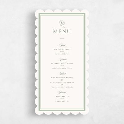 Green Scalloped Wedding Menu - Fable