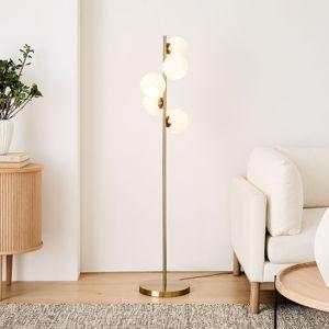 Staggered Glass 5 Light Floor Lamp Antique Brass Milk Glass (60")