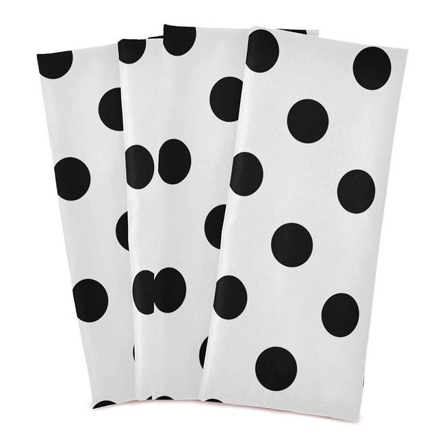 susiyo Kitchen Dish Towels, Black and White Polka Dot Kitchen Towels Set of 4 Super Soft Absorbent Dish Towels Set Microfiber Polyester Kitchen Dish Cloths Decorative Tea Towels, 28x18 Inch