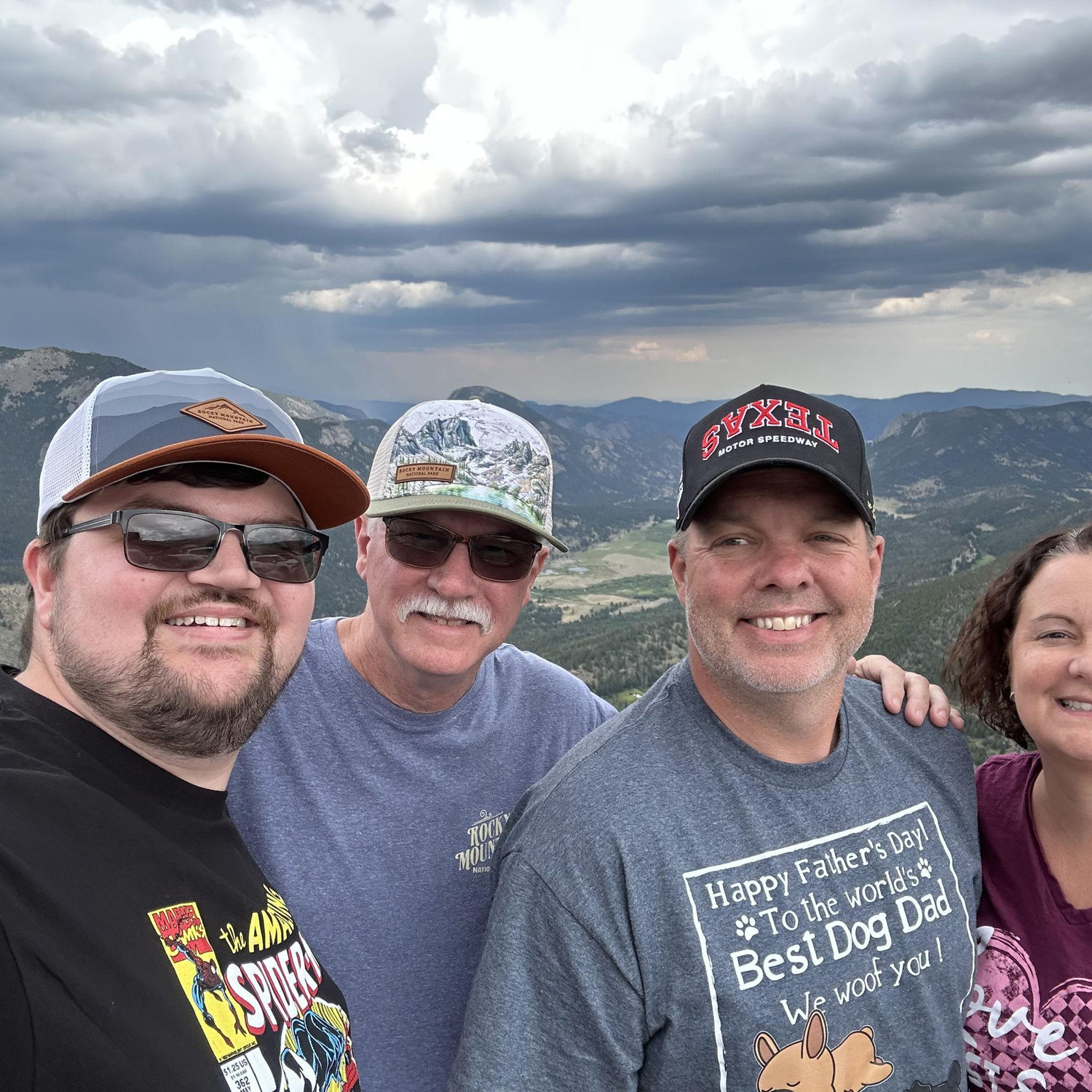 Justin with his dad, Tom, and cousins, Anna and Aaron! Colorado 2025