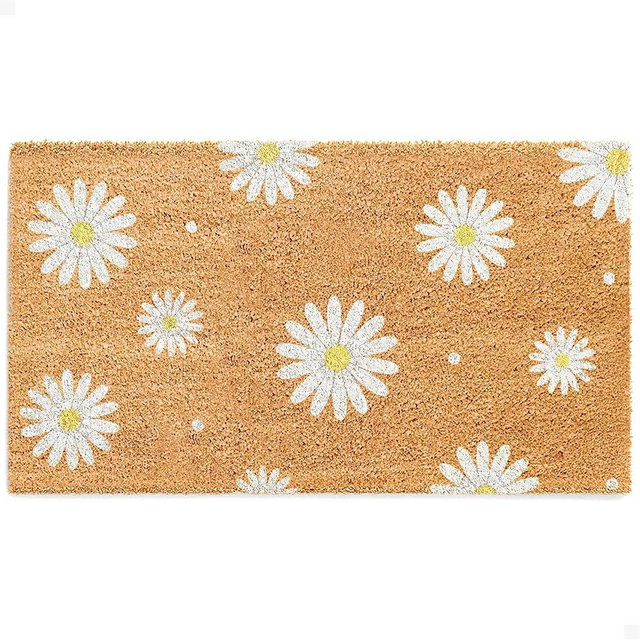 THEODORE MAGNUS Door Mat - Welcome Mat for Front Door with Non-Slip Backing - Durable Spring & Summer Doormat - Perfect for Outside Entrance Matt - Outdoor/Indoor - Daisy Day - 17" x 30"