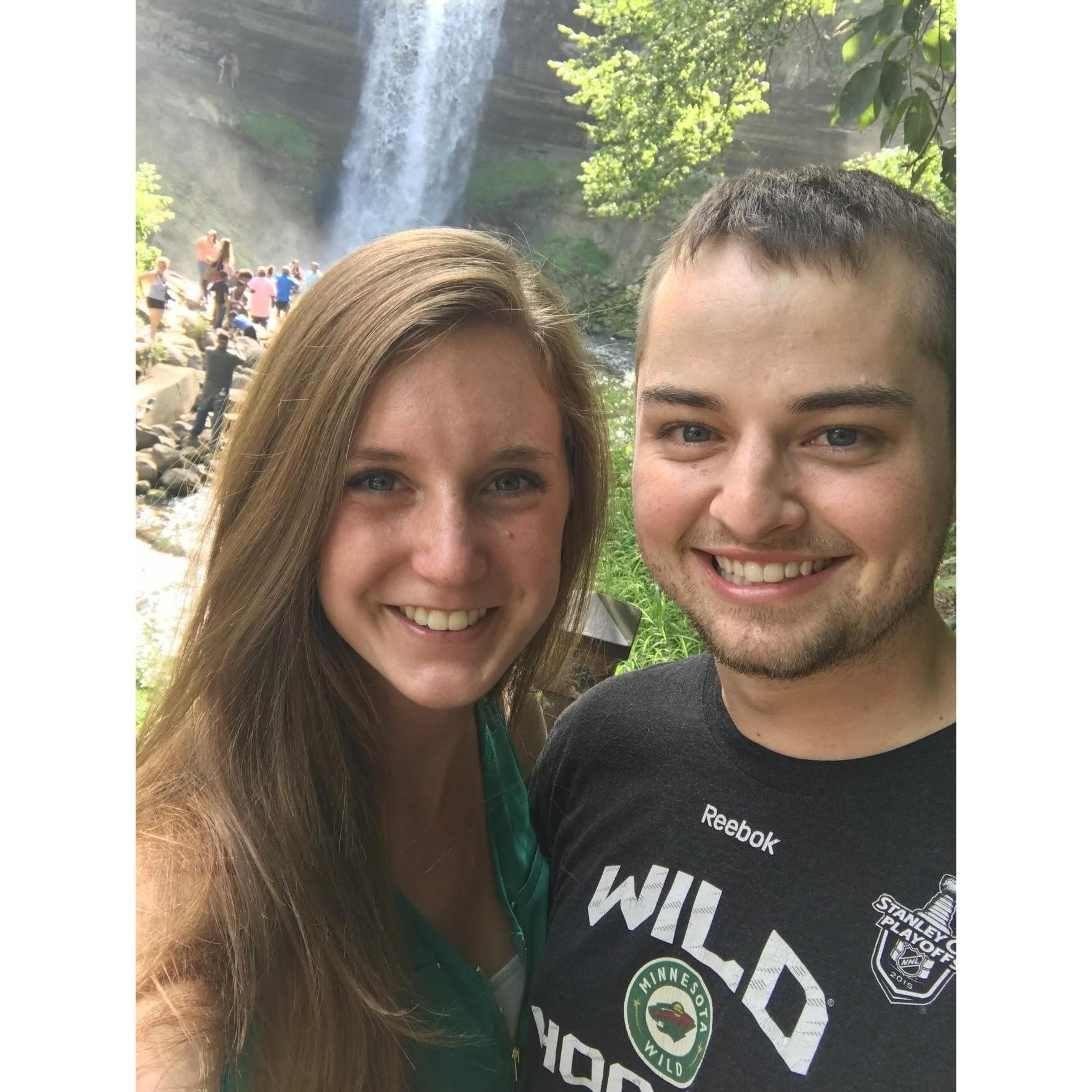 Celebrating one year together at Minnehaha Falls, July 2017