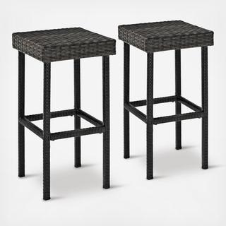 Palm Harbor Outdoor Wicker Bar Height Stool, Set of 2