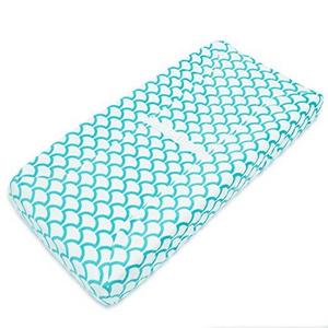 American Baby Company Heavenly Soft Chenille Fitted Contoured Changing Pad Cover, Aqua Sea Wave