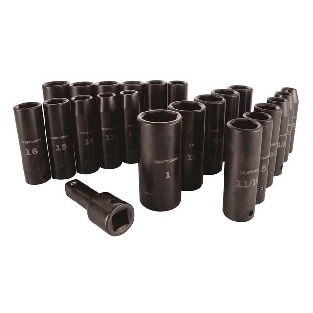 Craftsman 1/2 in. drive Metric and SAE 6 Point Deep Impact Socket Set 23 pc.